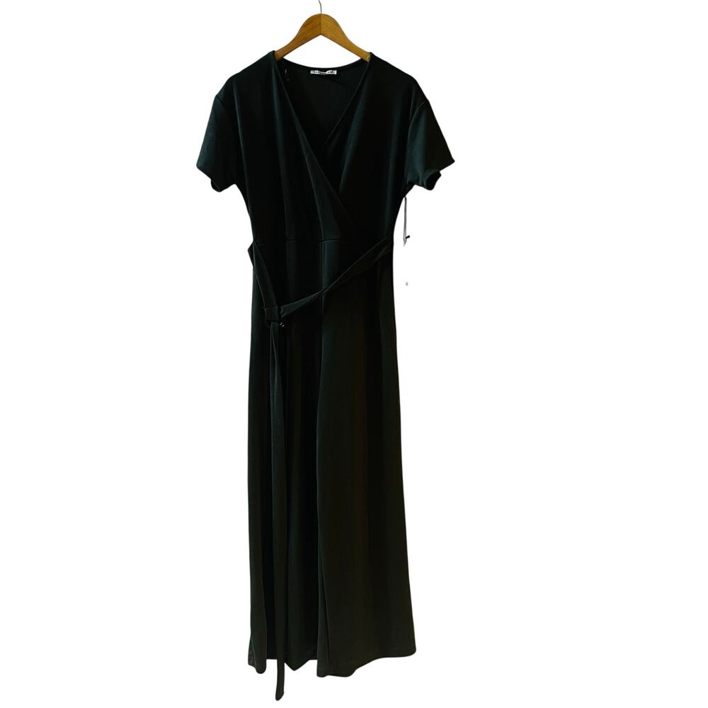 Haute Monde Short Sleeve Wide Leg Jumpsuit Size M Medium NWT Green - Picture 6 of 6